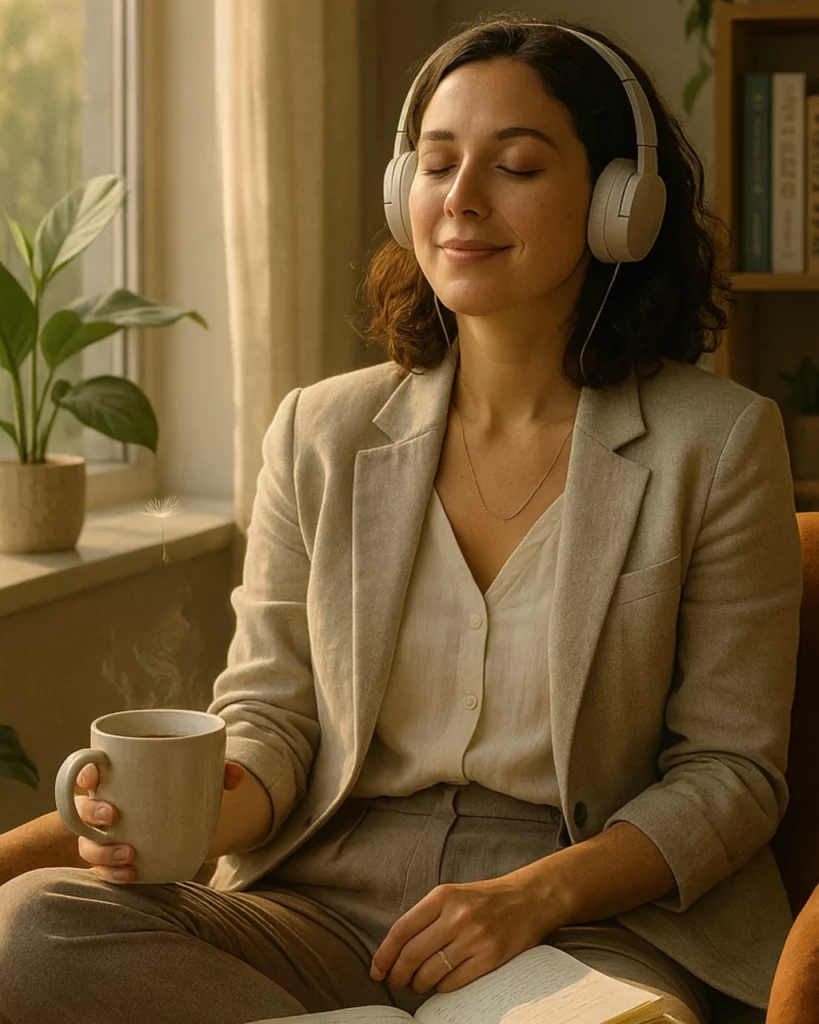 "Relaxologue aidant à lâcher prise et à gérer le stress pour apaiser les troubles psychosomatiques"