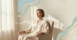 Personne assise et détendue, respiration calme, illustrant l’état alpha chez soi selon une routine inspirée de la méthode Silva
